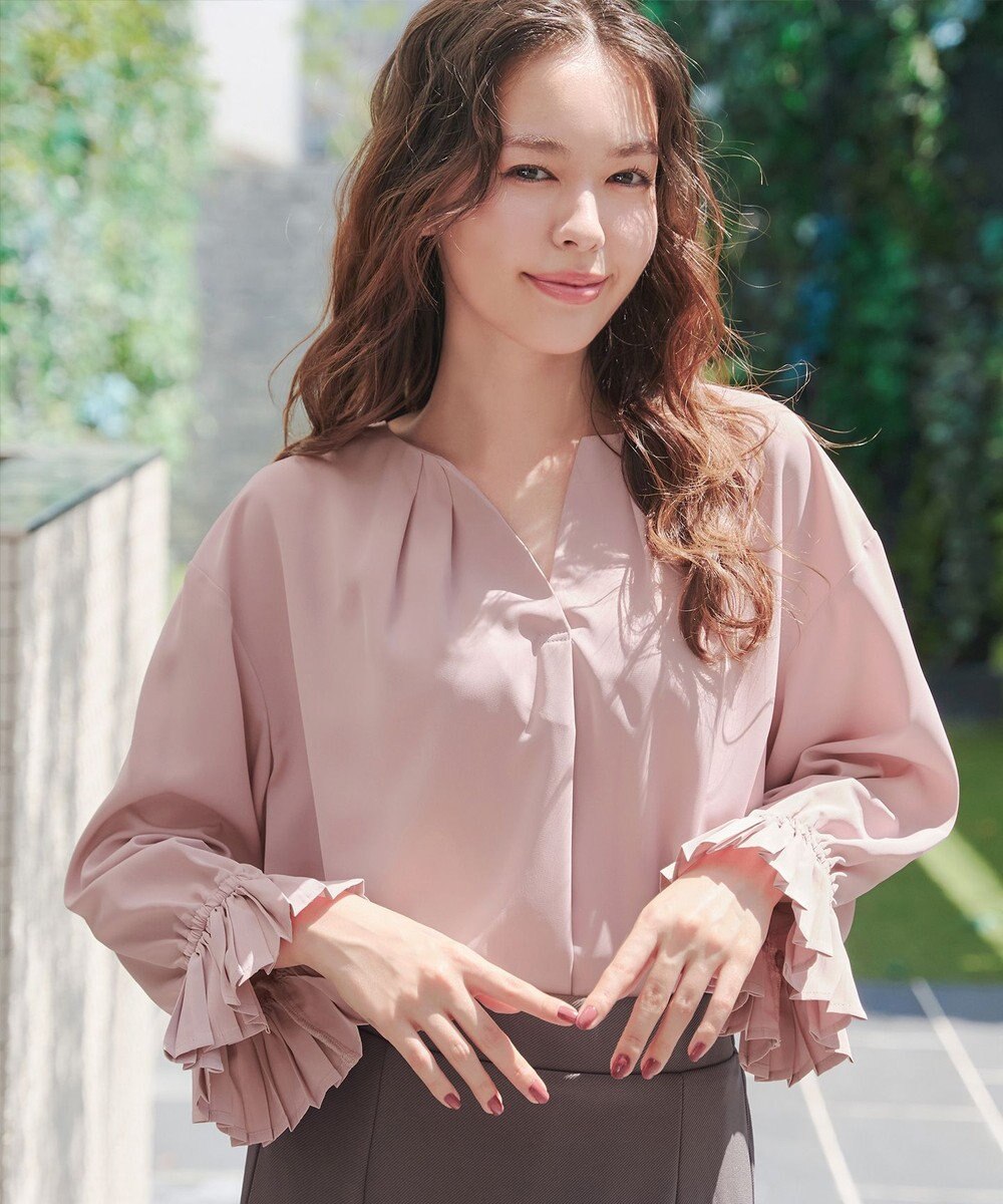 Tiaclasse L 【洗える】プリーツスリーブブラウス 