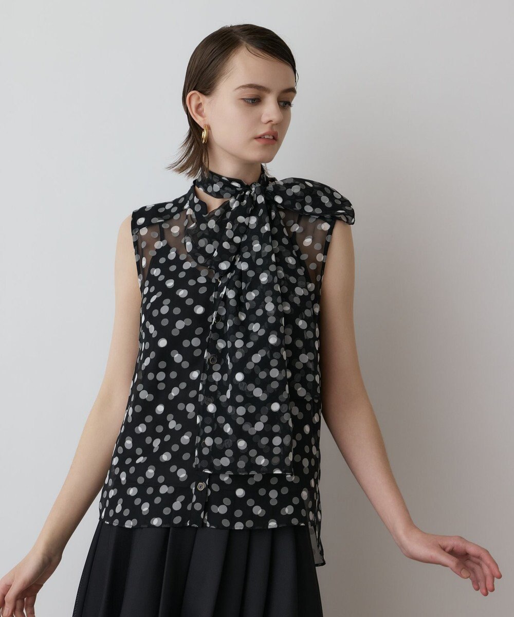 GRACE CONTINENTAL ドットオパールボウタイノースリーブ 