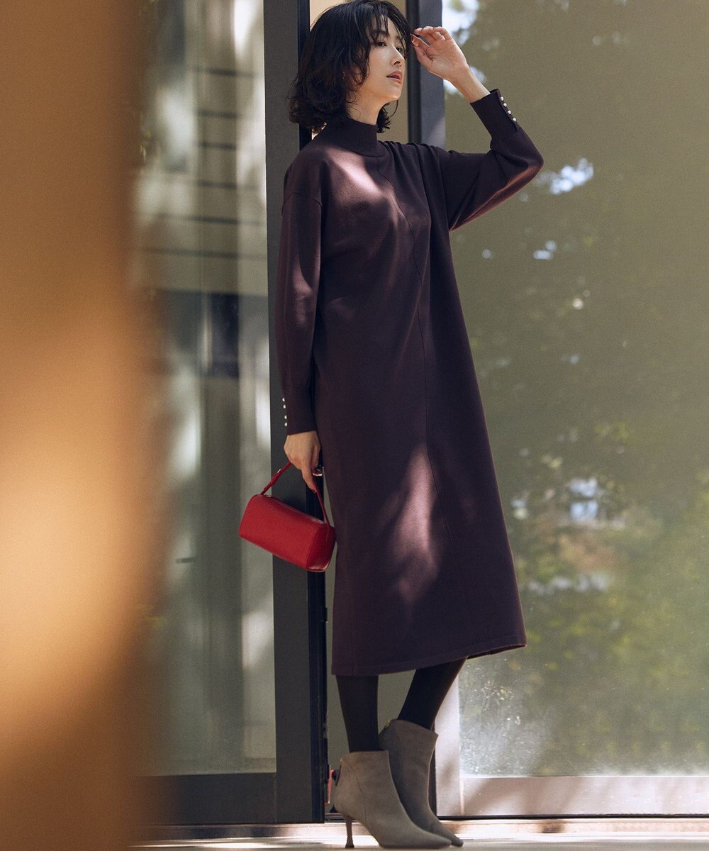 組曲 【WEB限定】スムースストレッチニット ワンピース 