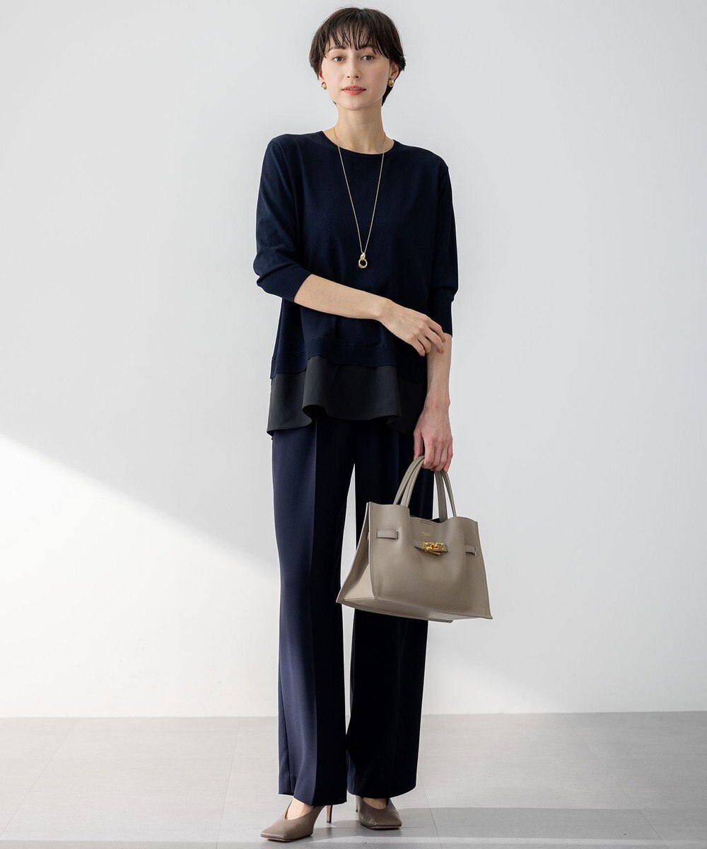 23区 【接触冷感/UVカット/吸水速乾】ストレッチジョーゼット ワイド パンツ 