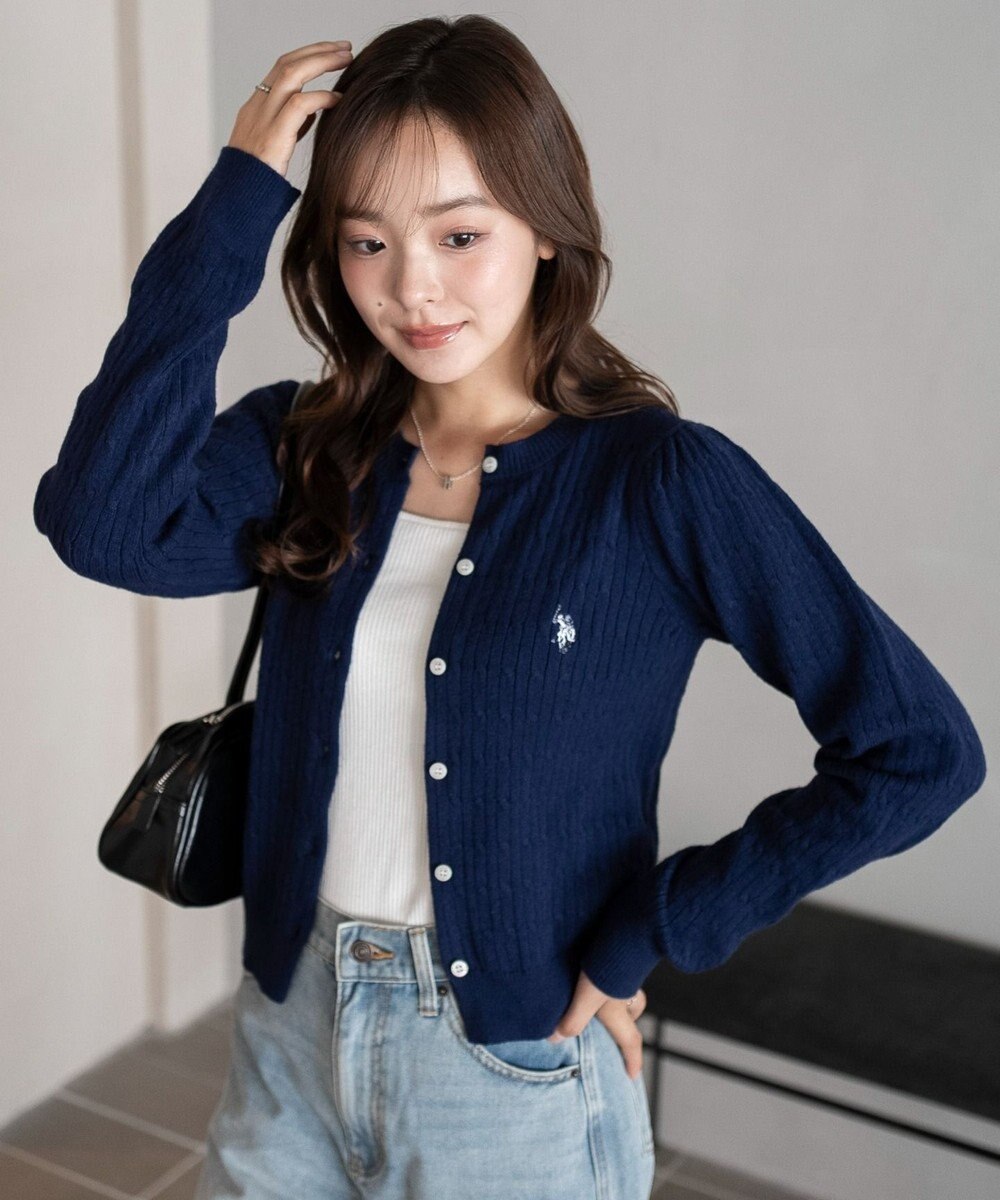 WEGO 【26年春新作】別注USPOLOケーブルニットカーデ 