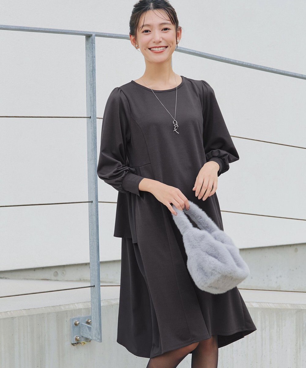 Tiaclasse L 【洗える】ドッキングティアードワンピース 