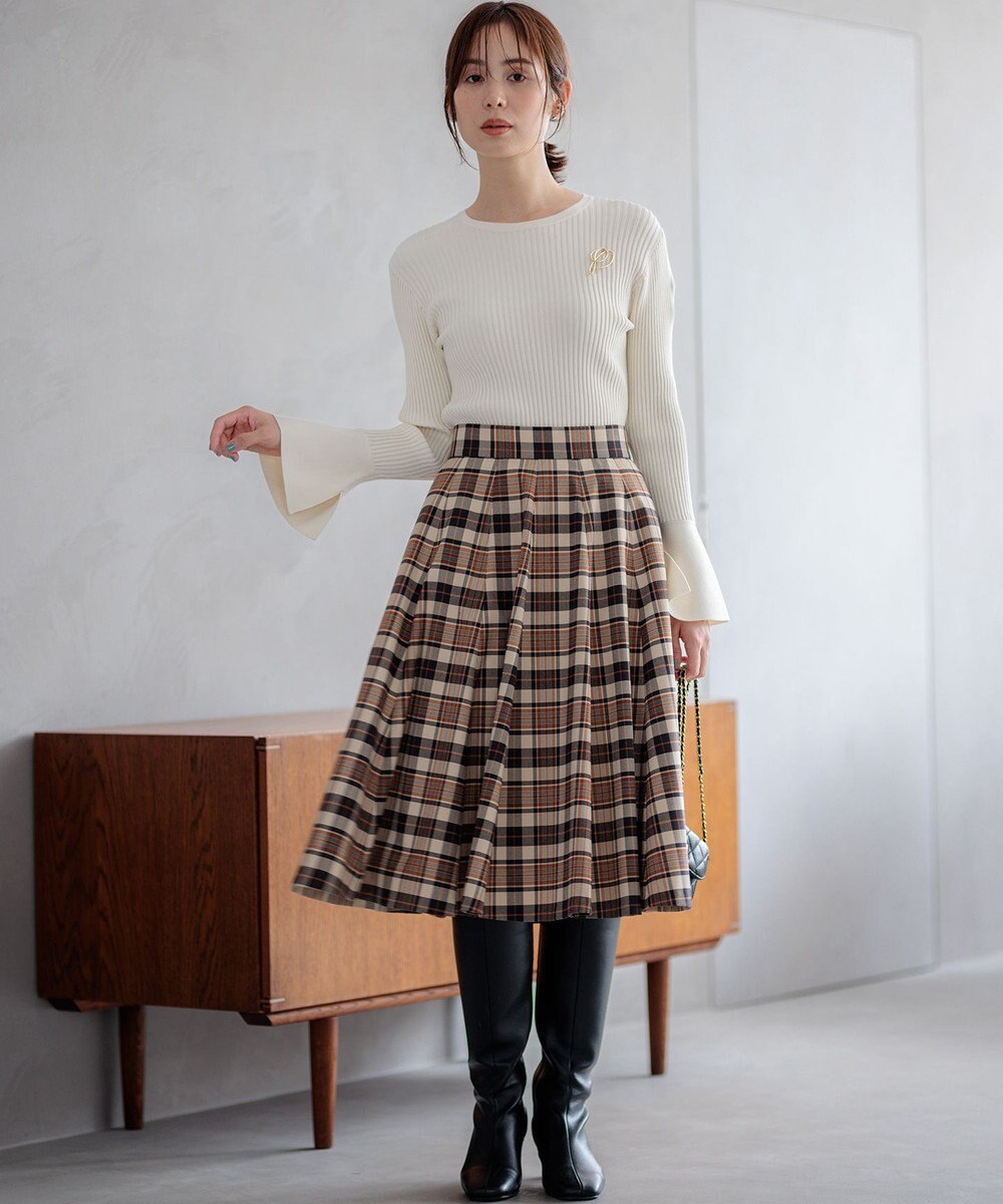 組曲 【WEB限定】ELENAフレアスリーブ リブニット 