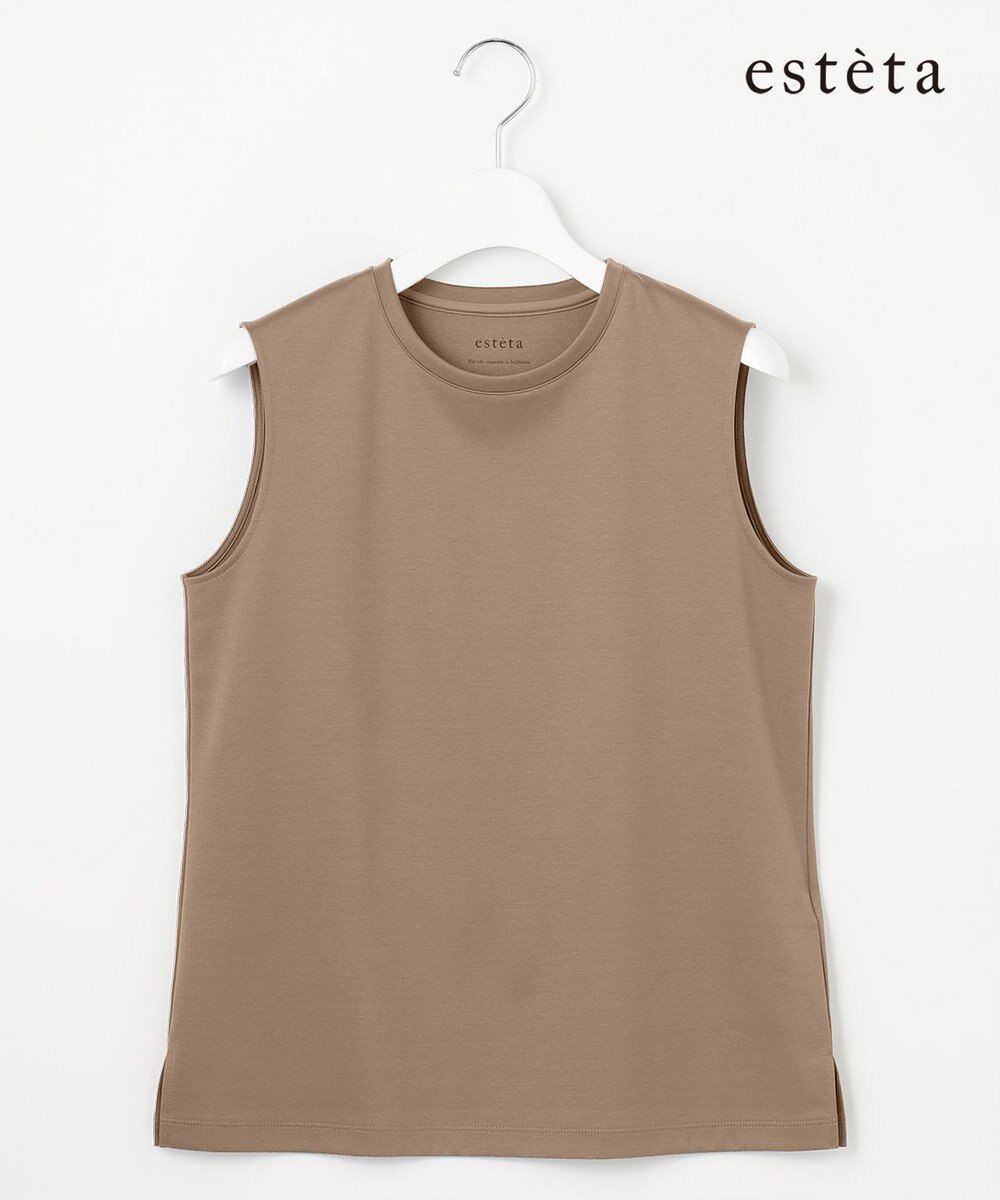 23区 【エステータ】スーピマコットン プレミアムジャージー ノースリーブTシャツ 
