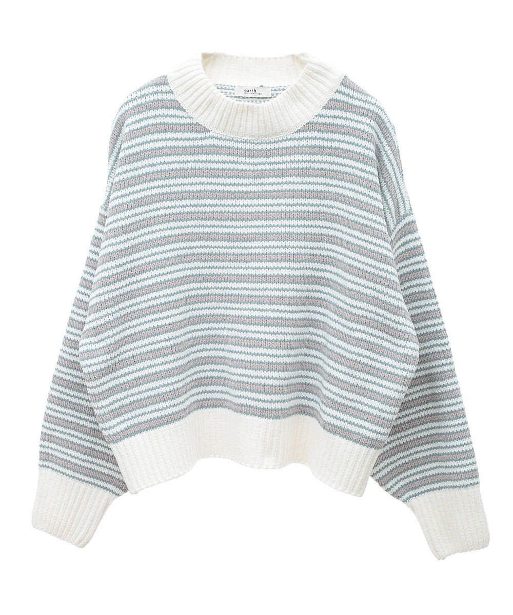 earth music&ecology マルチボーダーベロアモールプルオーバー 