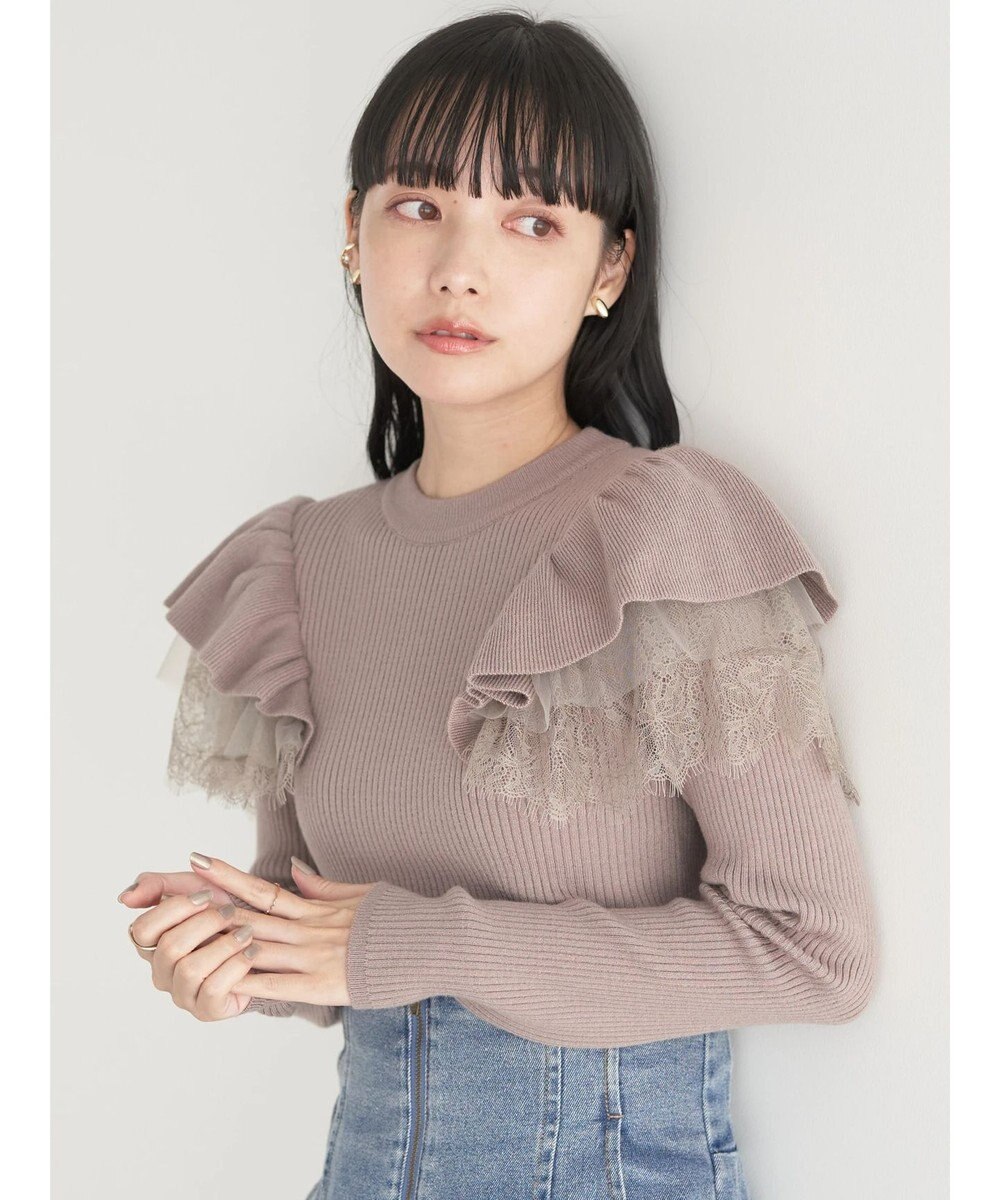 earth music&ecology ショルダーチュールレースプルオーバー 