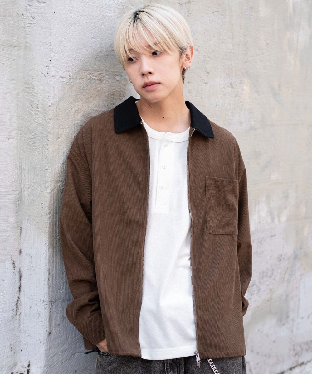 WEGO 【ユニセックス着用ITEM/MLサイズ展開】コーデュロイシャツジャケット 