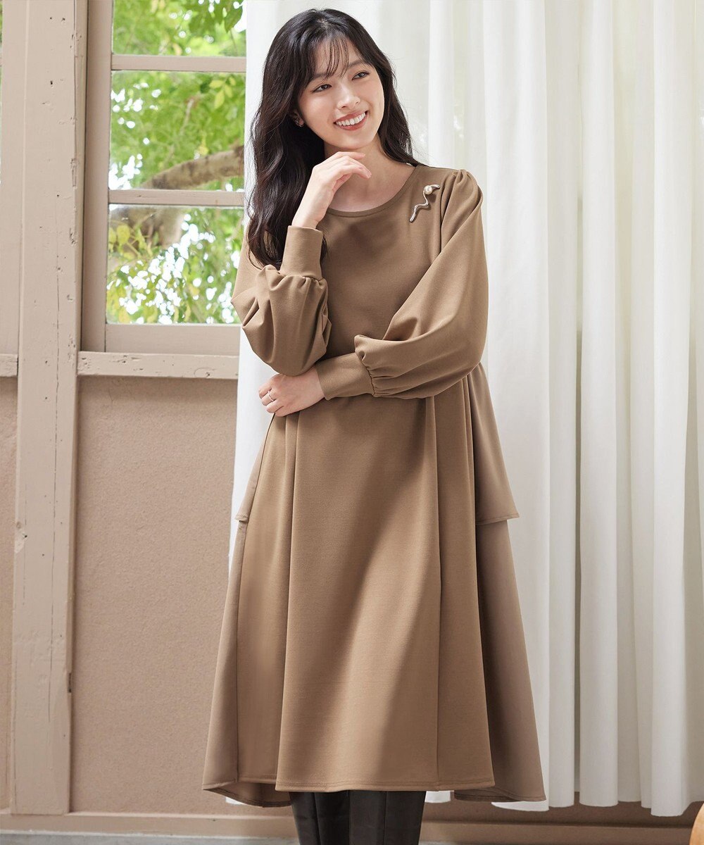 Tiaclasse L 【洗える】ドッキングティアードワンピース 