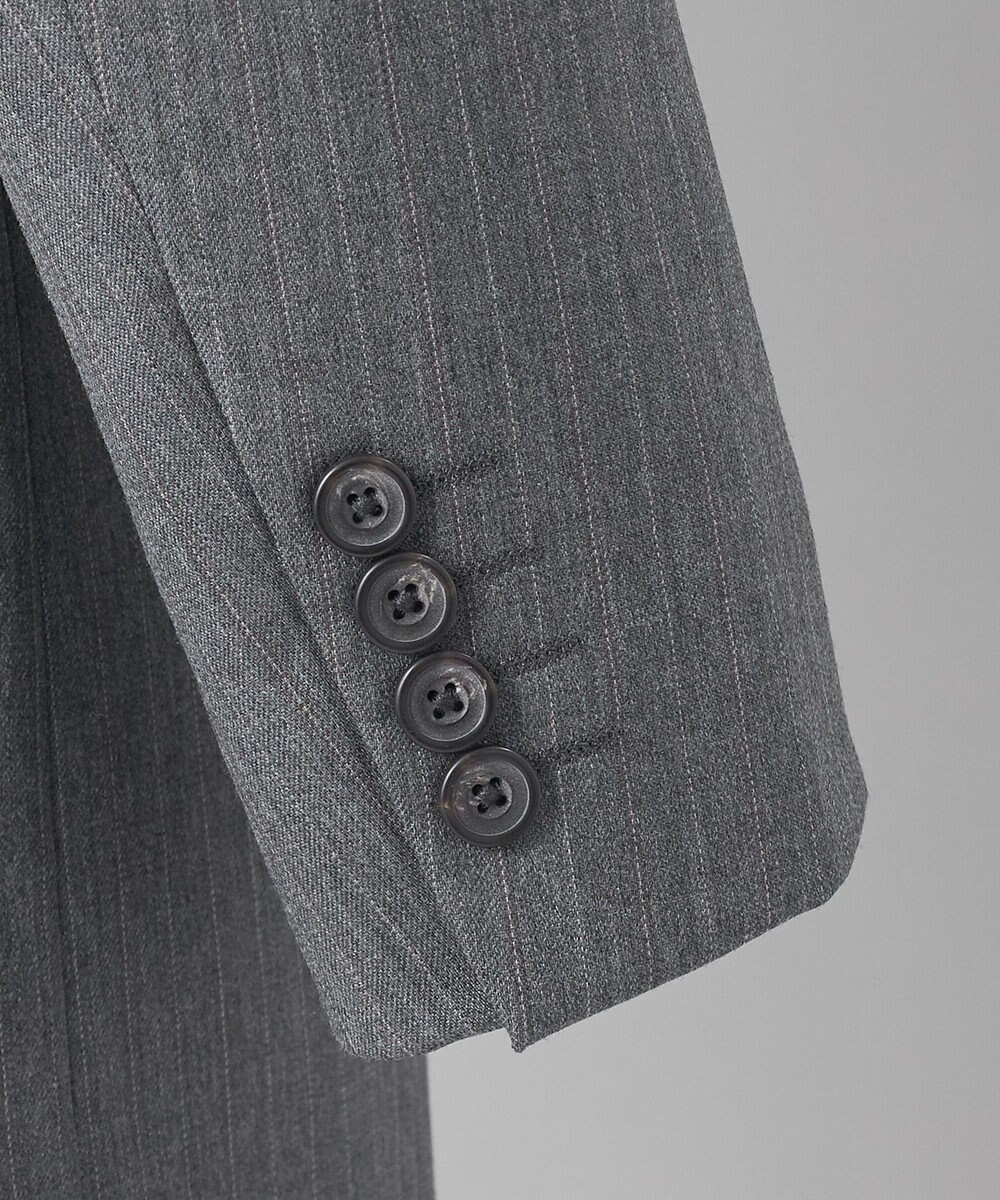 GOTAIRIKU 【御幸毛織】ドライスピナーツイルストレッチスーツ_グレーストライプ 