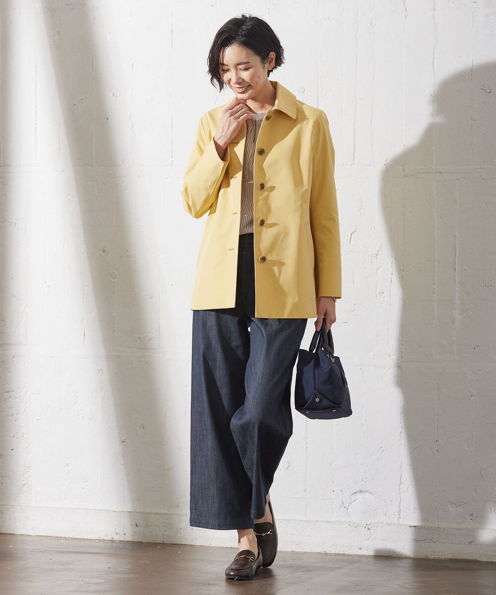 J.PRESS LADIES S 【洗える】セルロースシャンブレー ワイド パンツ 