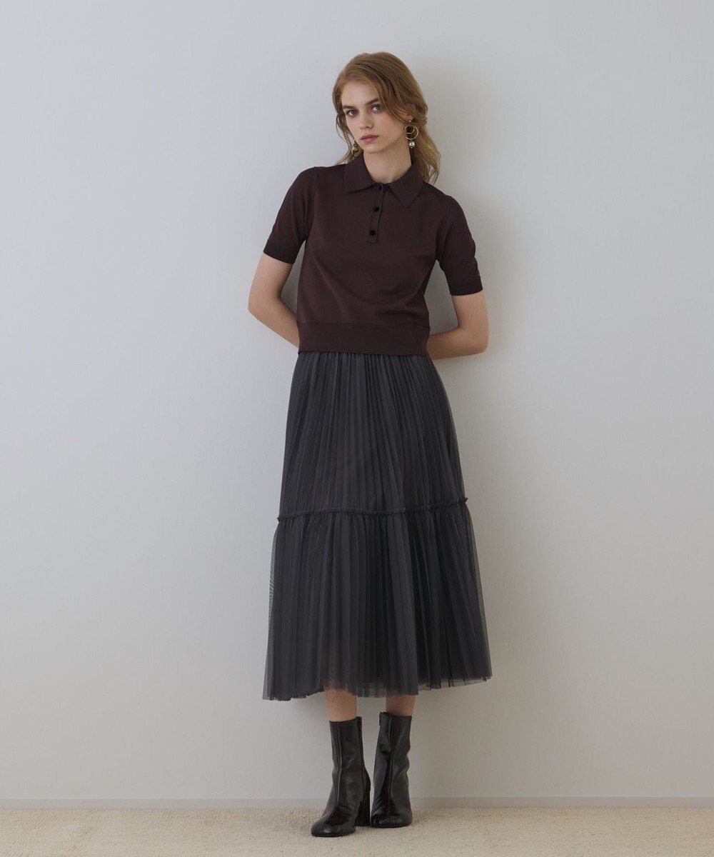 GRACE CONTINENTAL バイカラーポロニットトップ 