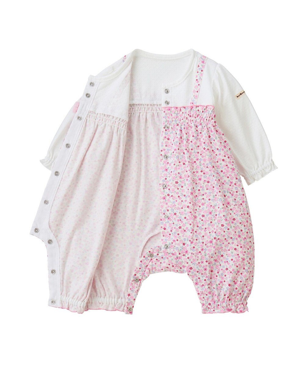 MIKI HOUSE HOT BISCUITS 【70-80cm】 花柄 7分丈カバーオール 