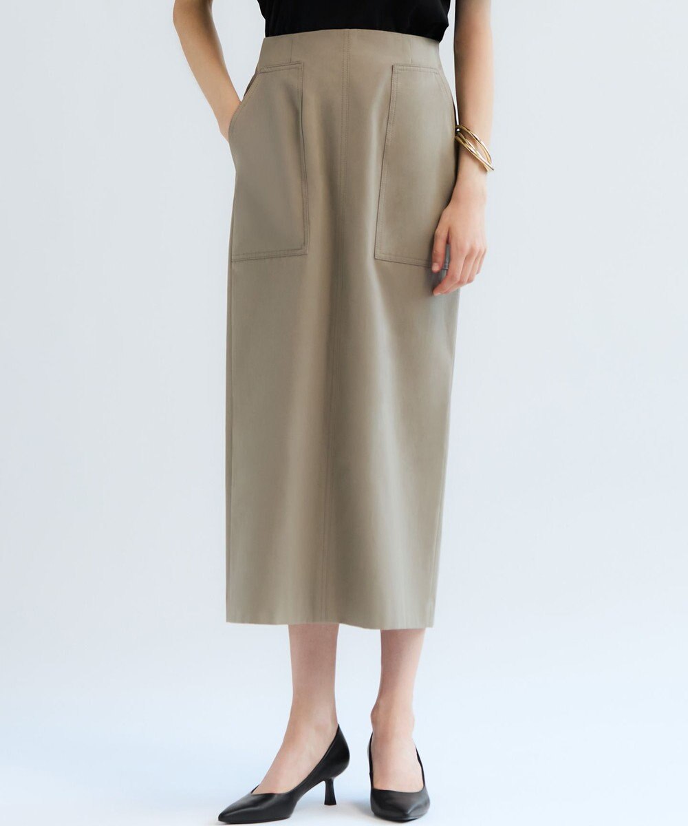 23区 【GOLD LABEL】ハイカウントコットンギャバ レースアップ ミディ スカート 
