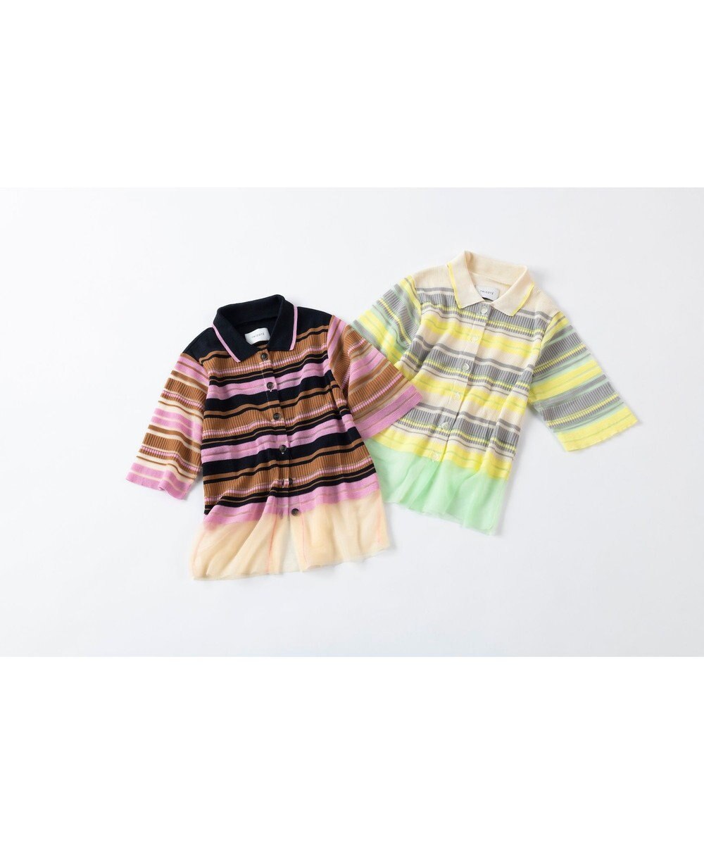 TRICOTE シースルーボーダートップス 