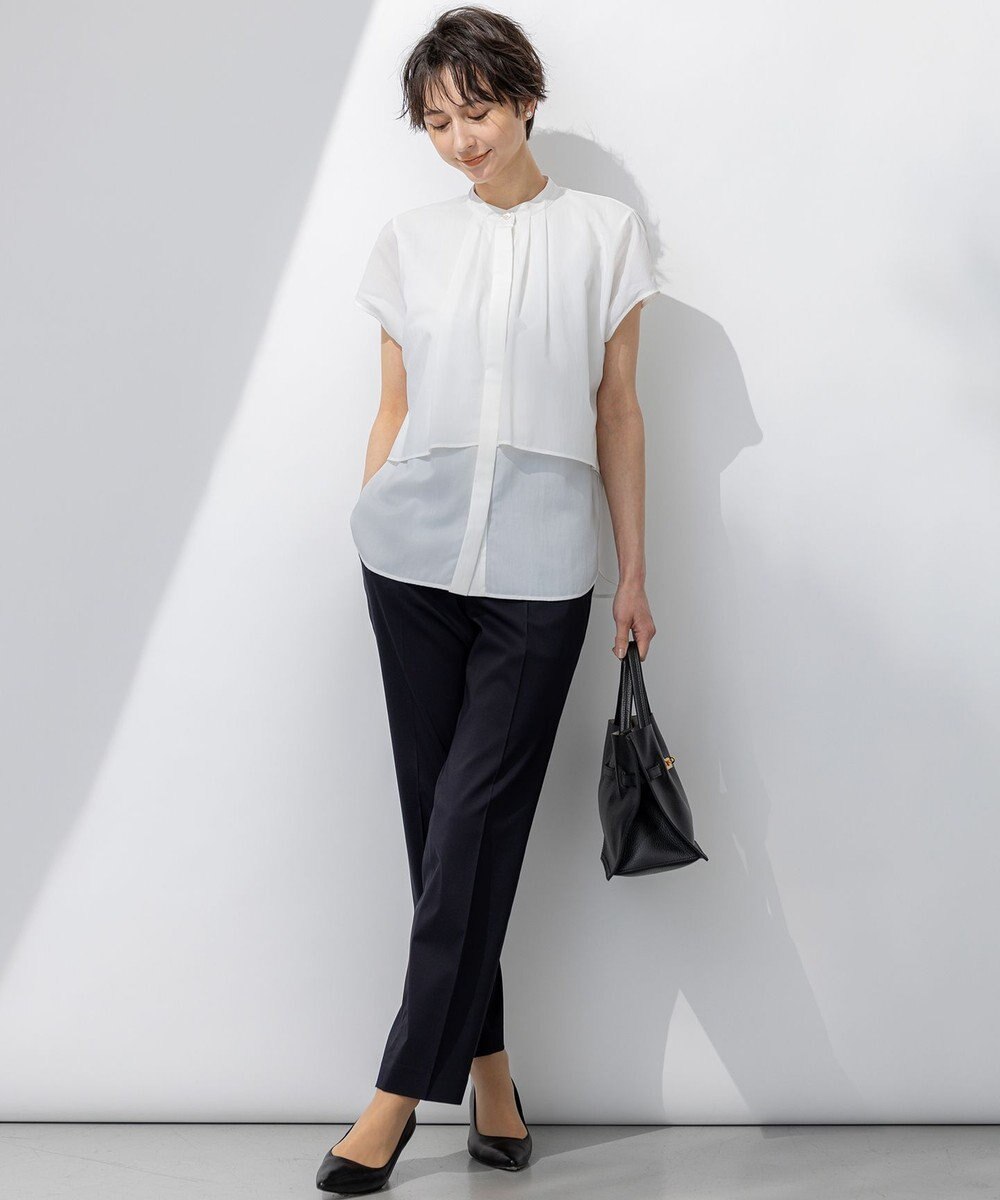 23区 S 【セットアップ対応/洗える】ストレッチシャンブレー テーパード パンツ 