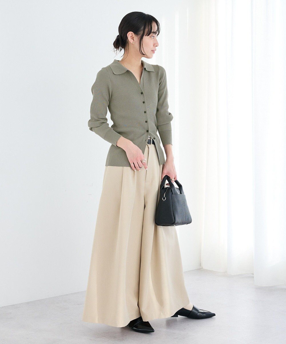 CRAFT STANDARD BOUTIQUE 襟付きコンパクトリブニットカーディガン 