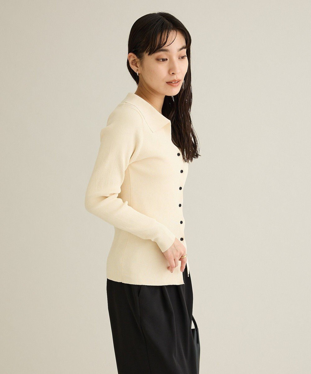 CRAFT STANDARD BOUTIQUE 襟付きコンパクトリブニットカーディガン 