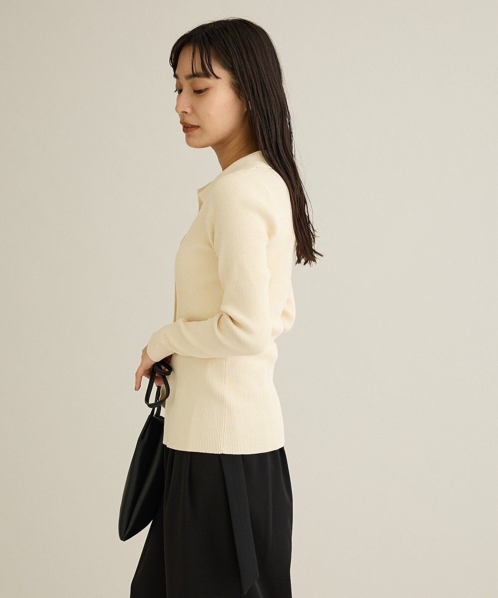 CRAFT STANDARD BOUTIQUE 襟付きコンパクトリブニットカーディガン 