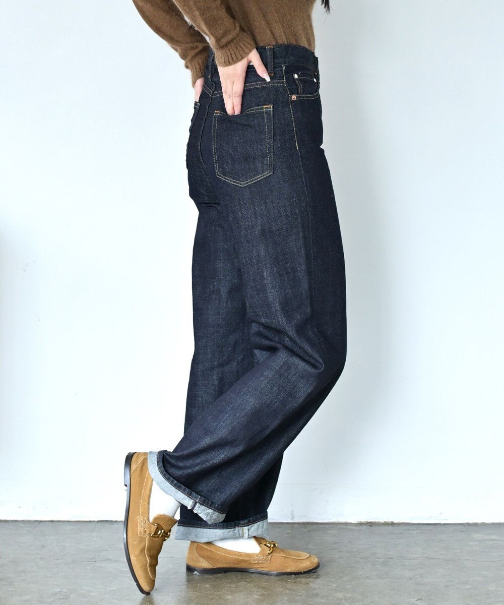 caqu スッキリ足長効果 ハイライズバギーシルエットデニム 