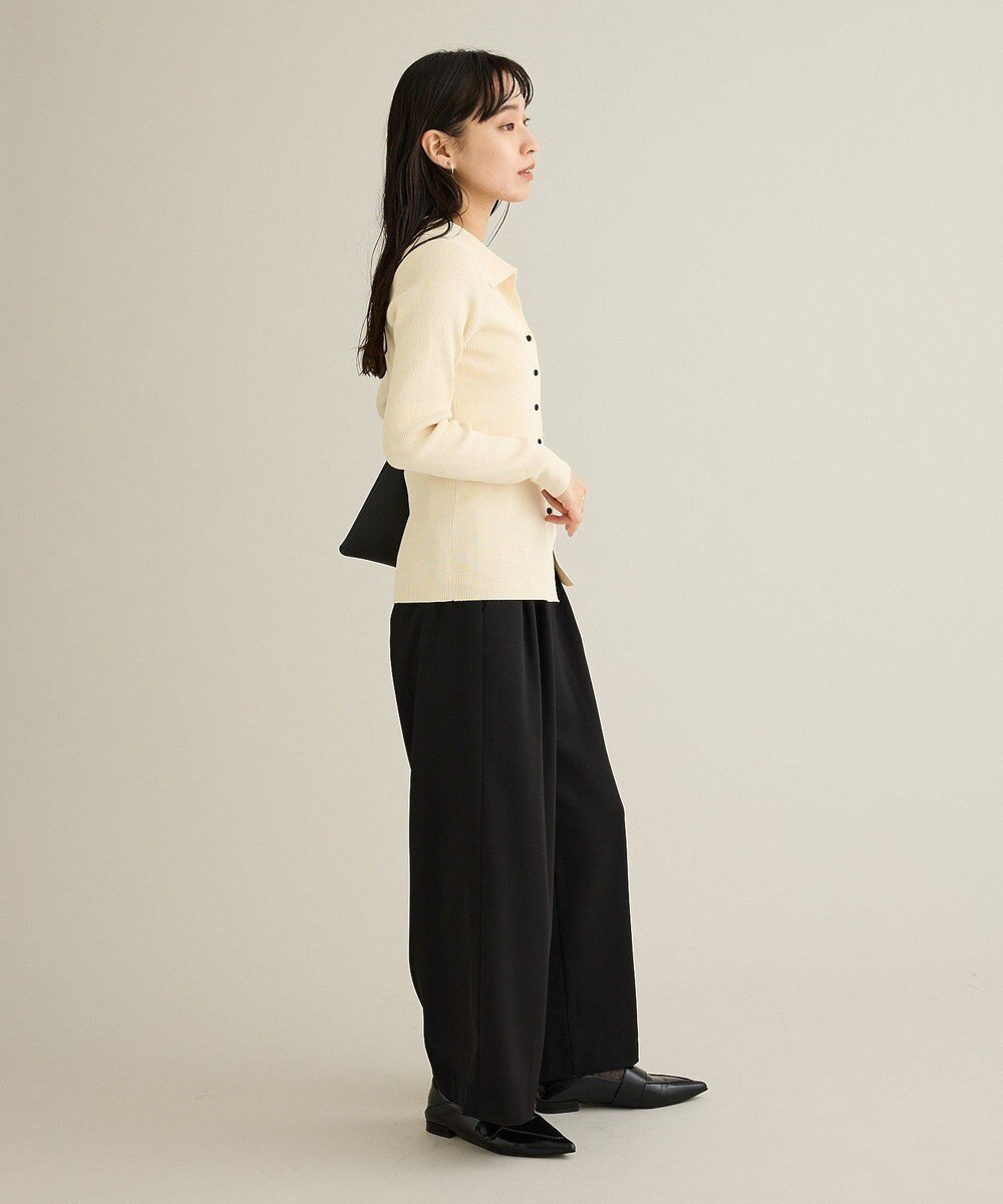 CRAFT STANDARD BOUTIQUE 襟付きコンパクトリブニットカーディガン 