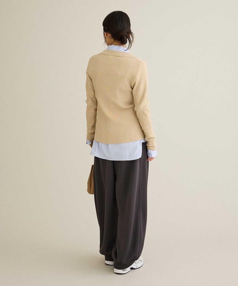 CRAFT STANDARD BOUTIQUE 襟付きコンパクトリブニットカーディガン 