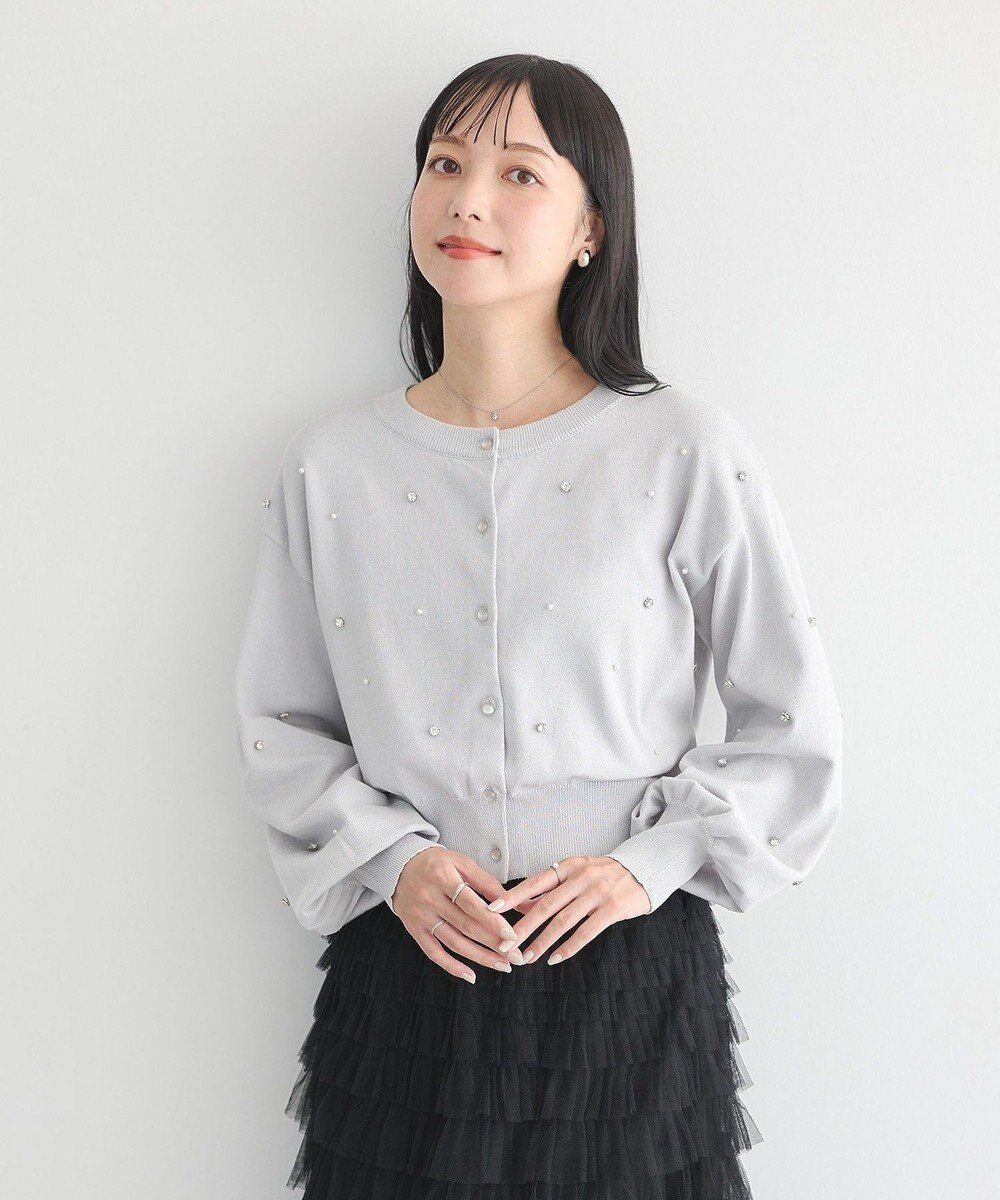 earth music&ecology パール＆ビジューカーディガン 