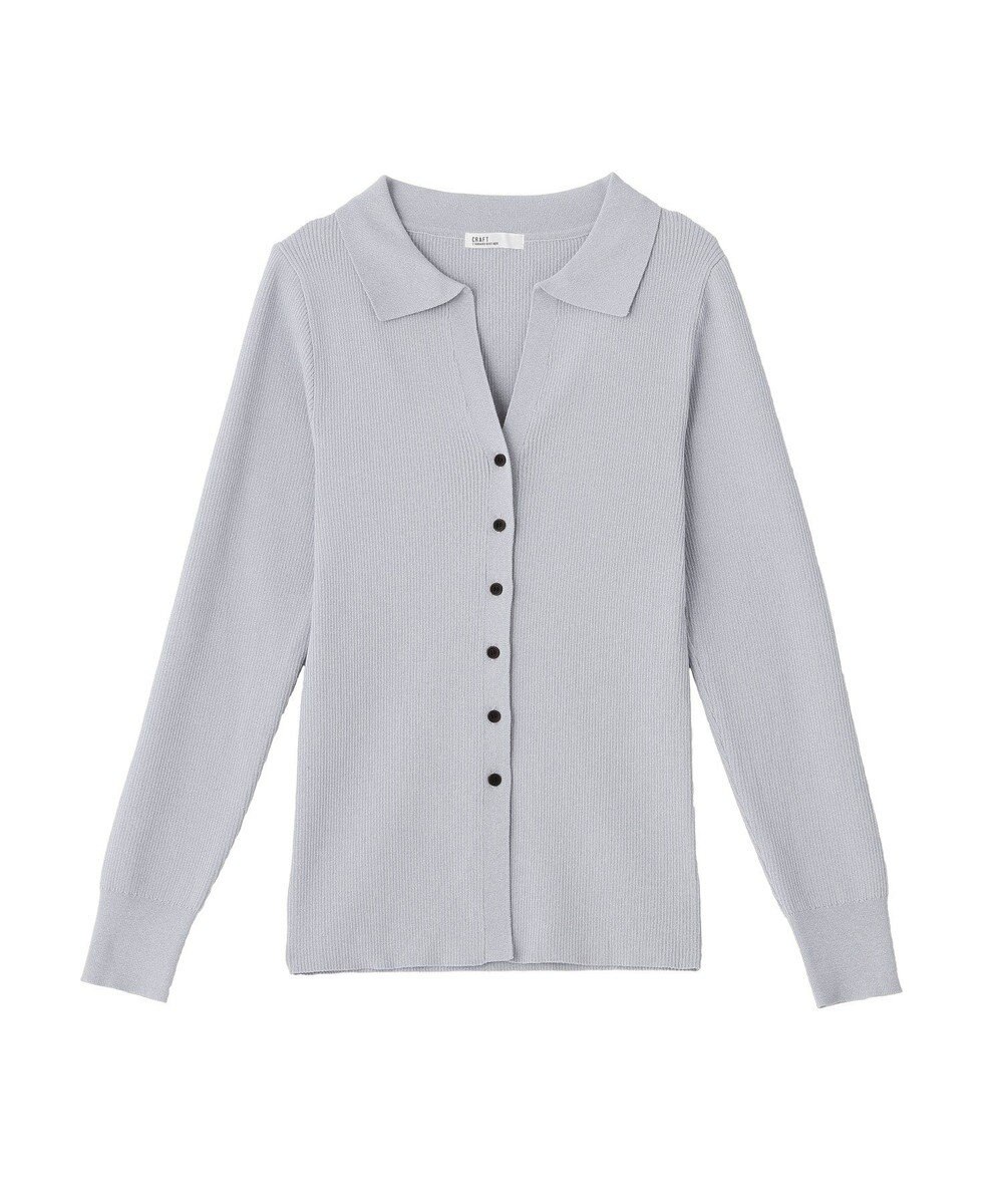 CRAFT STANDARD BOUTIQUE 襟付きコンパクトリブニットカーディガン 