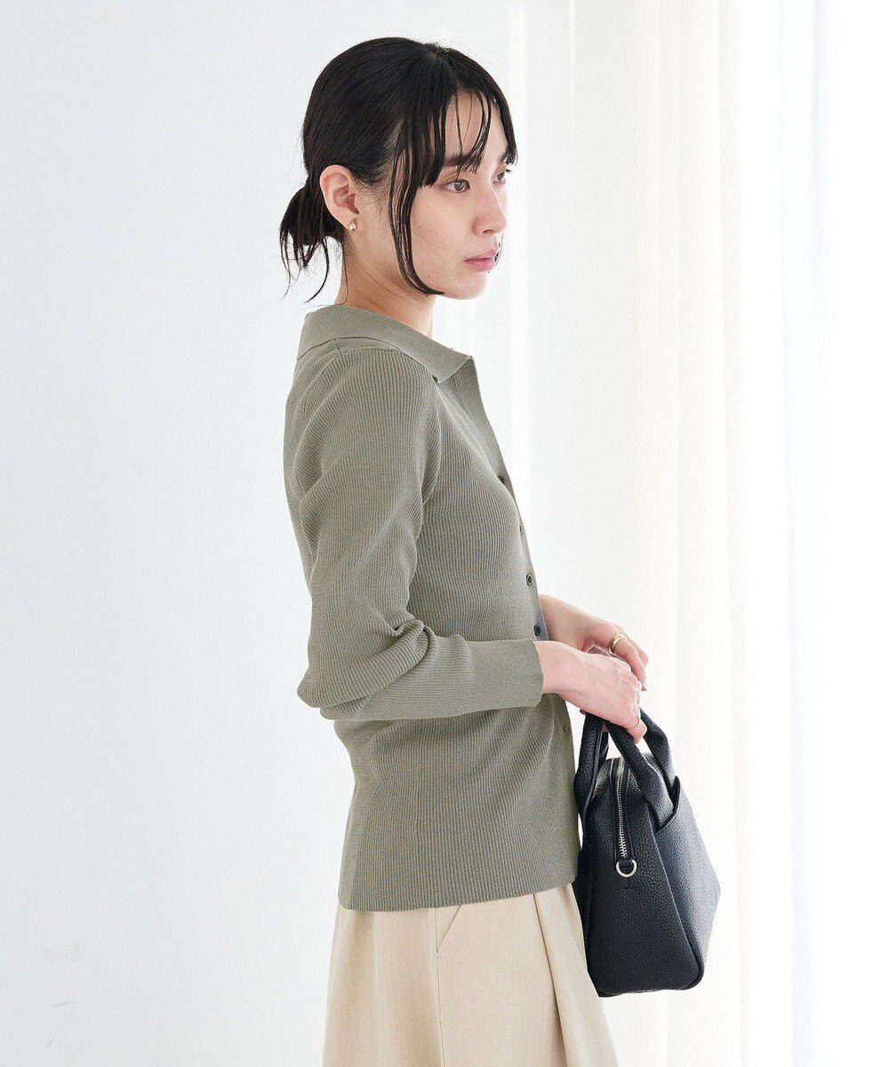 CRAFT STANDARD BOUTIQUE 襟付きコンパクトリブニットカーディガン 