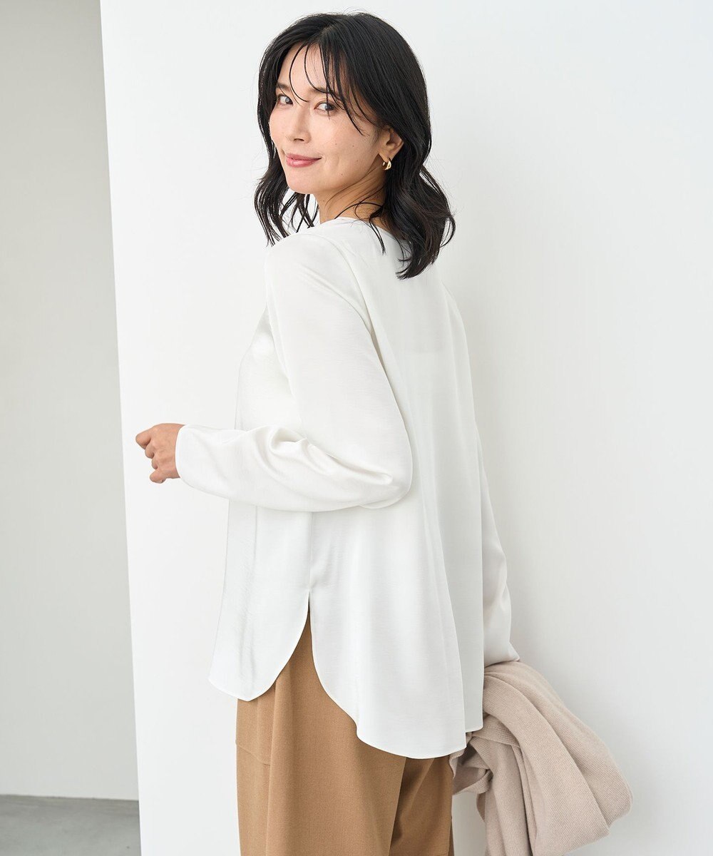 UNFILO サテン レイヤードブラウス 