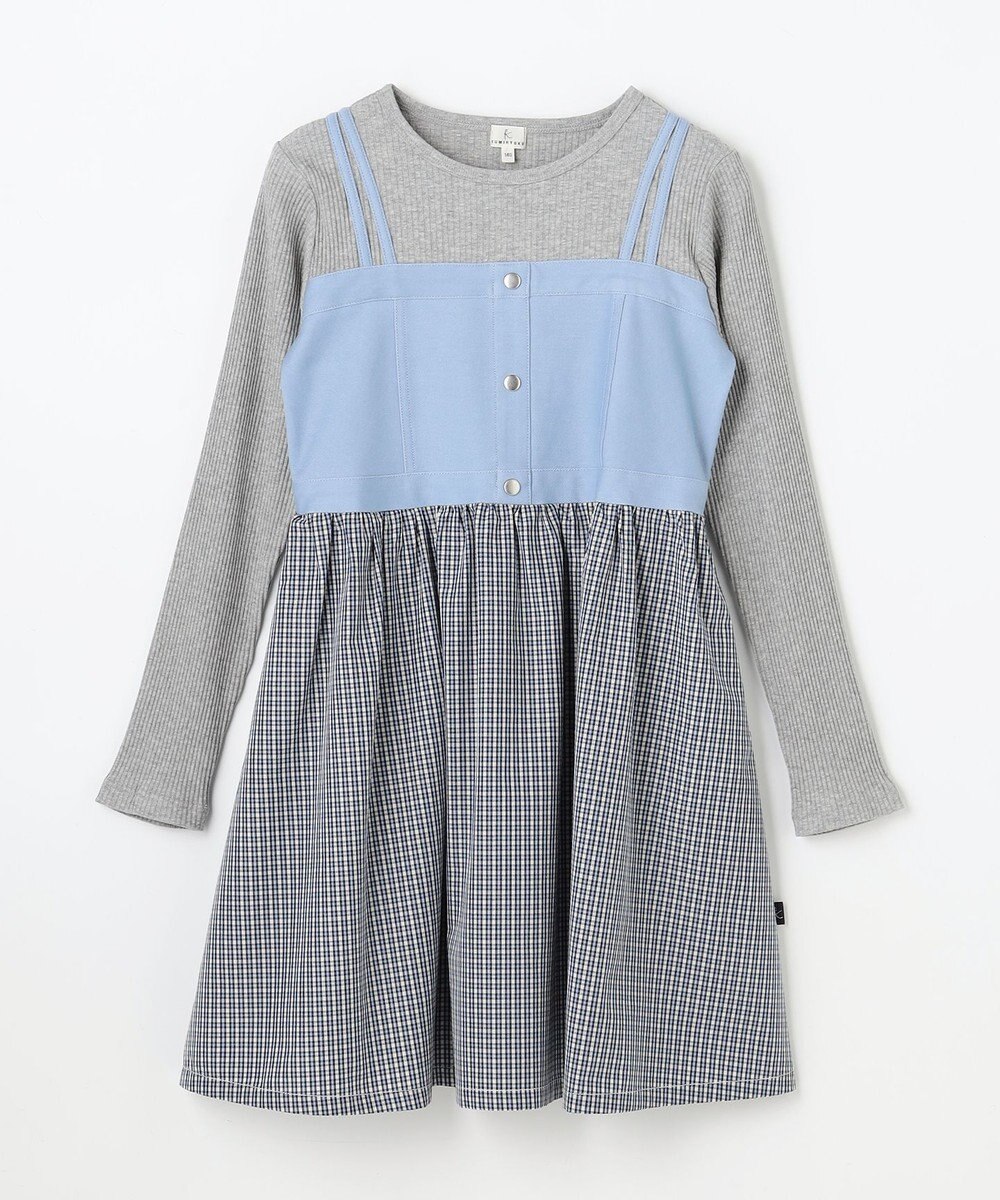 組曲 KIDS 【150-170㎝】チェックドッキング ワンピース 