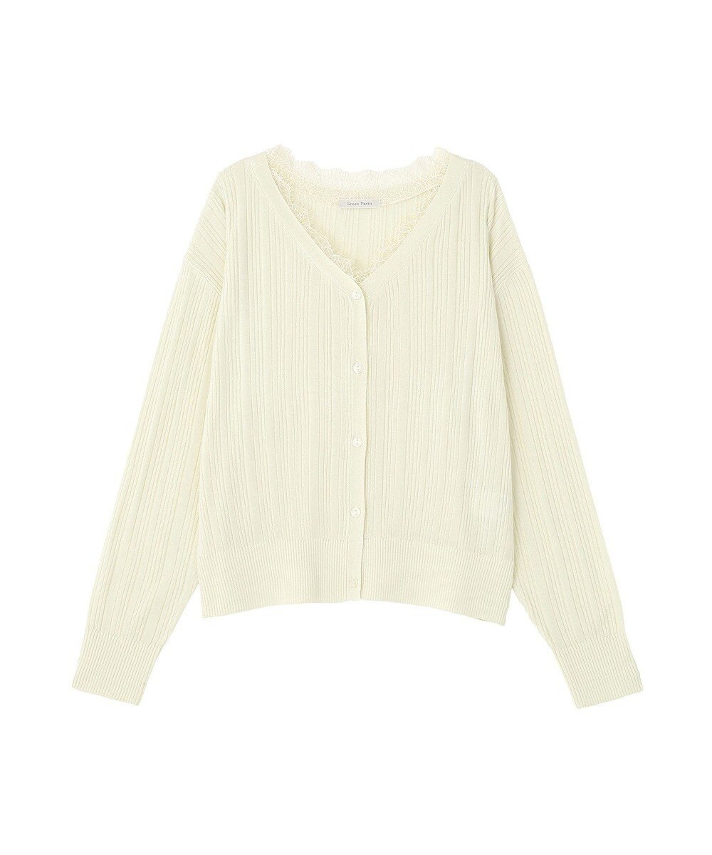 Green Parks レースドッキングニットカーディガン 