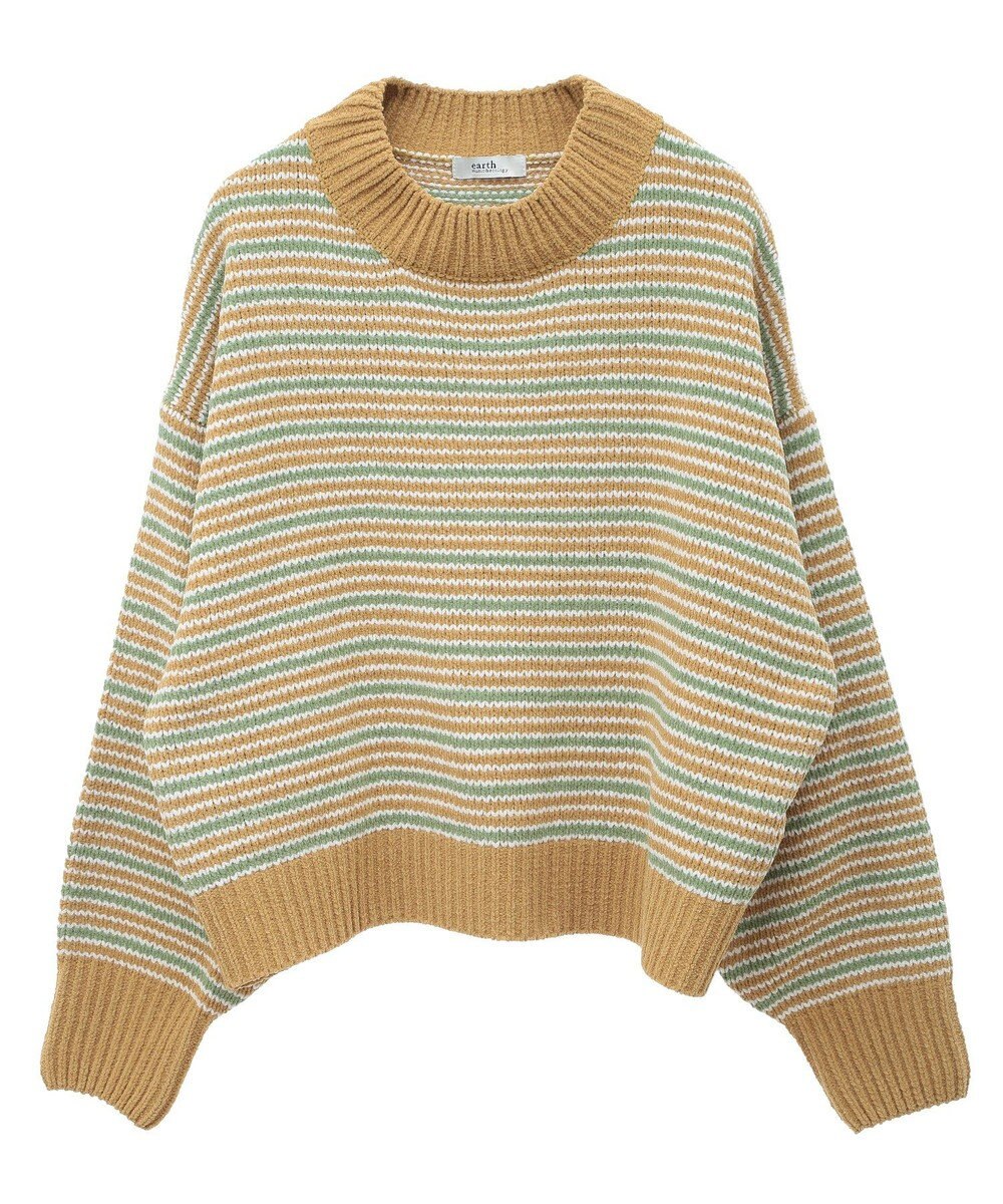 earth music&ecology マルチボーダーベロアモールプルオーバー 