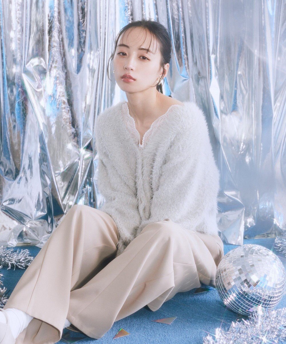 earth music&ecology ミックスカラーラメニットカーディガン 