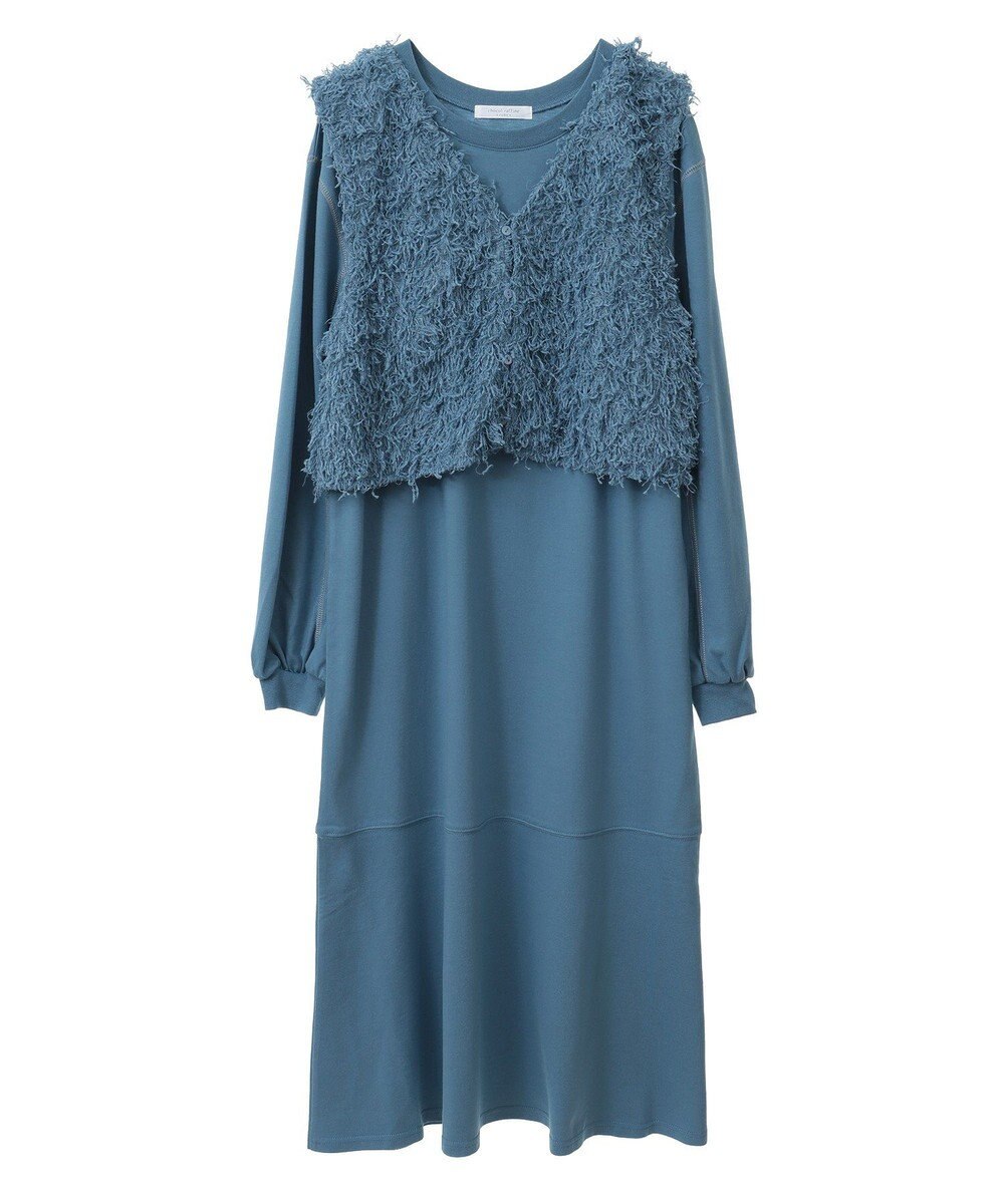 Green Parks ＳＥＴ２点ベスト＋配色ステッチワンピース 