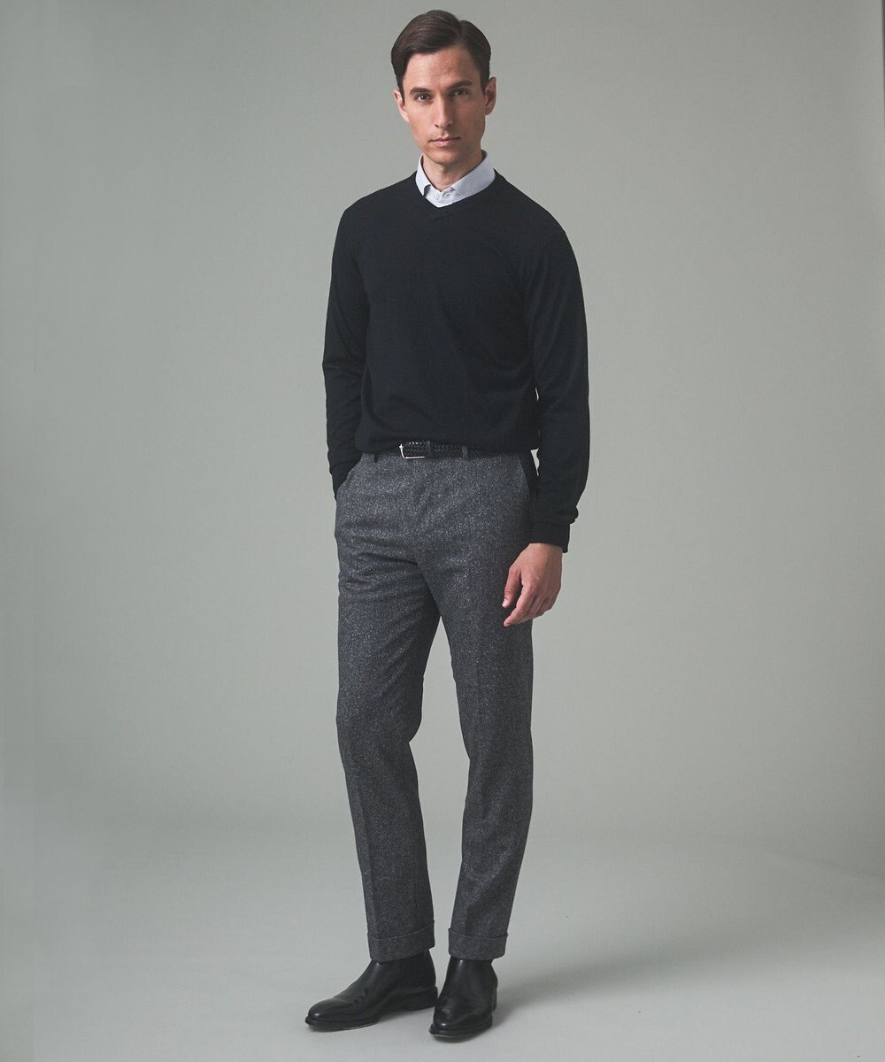 GOTAIRIKU オリジナル設計【洗える/チクチクしにくい/ピリングしにくい】イタリア糸 ハイゲージ Ｖネックニット_WOOL100% 