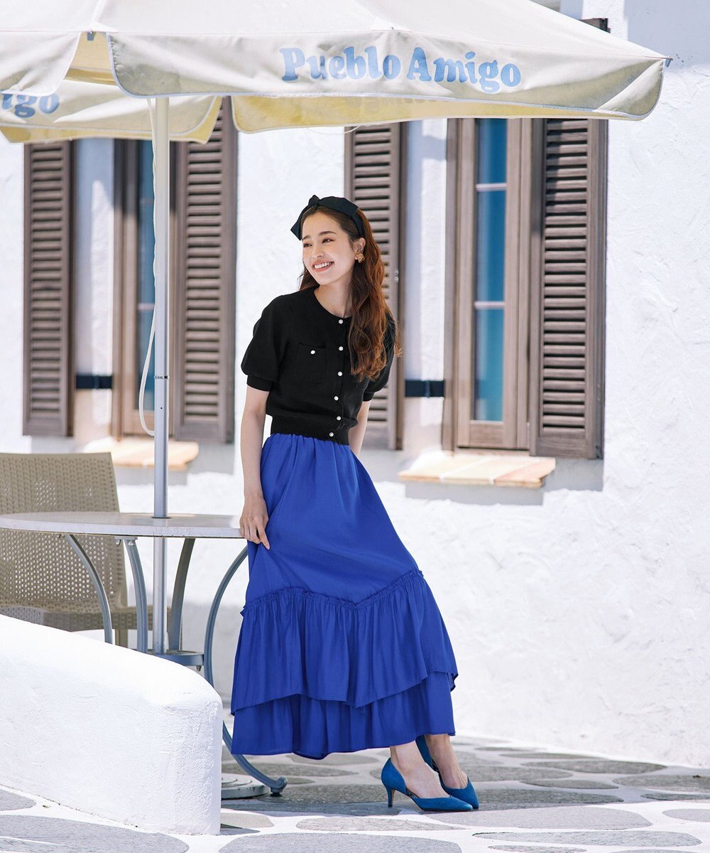 Tiaclasse 【洗える】鹿の子柄ニットショートカーディガン 