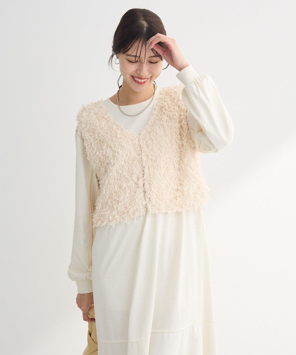 Green Parks ＳＥＴ２点ベスト＋配色ステッチワンピース 