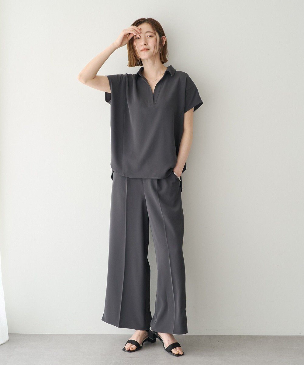 YECCA VECCA 【接触冷感】COOLスリットワイドパンツ 