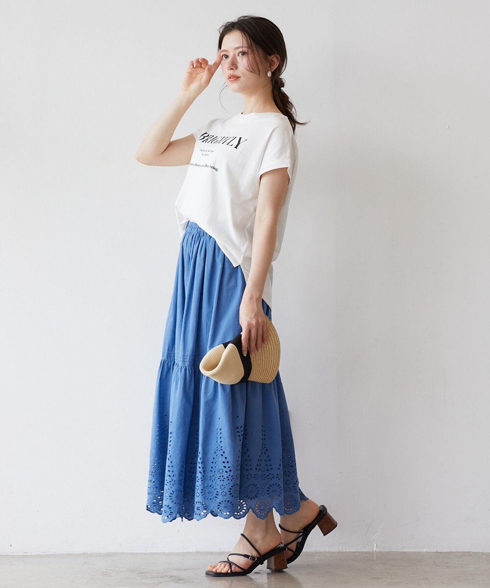 Feroux フレンチスリーブロゴプリント Tシャツ 