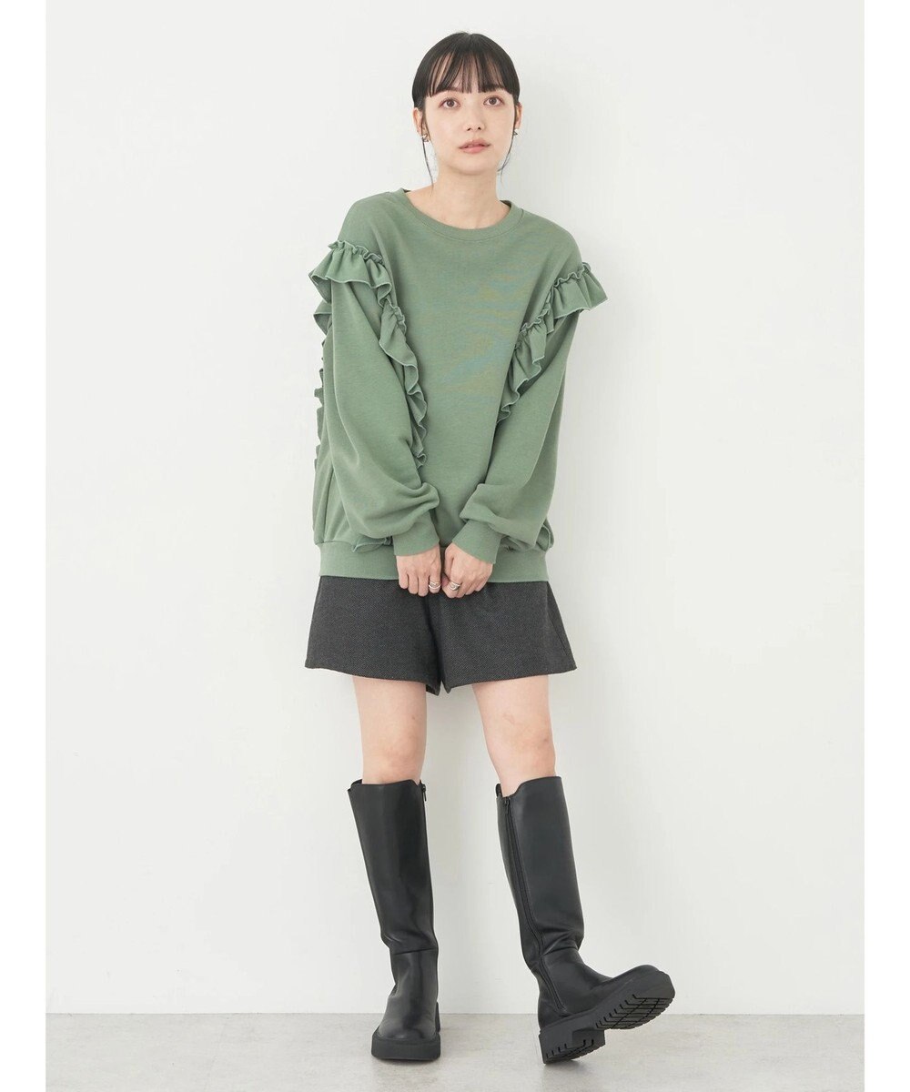 earth music&ecology フリルスウェットプルオーバー 