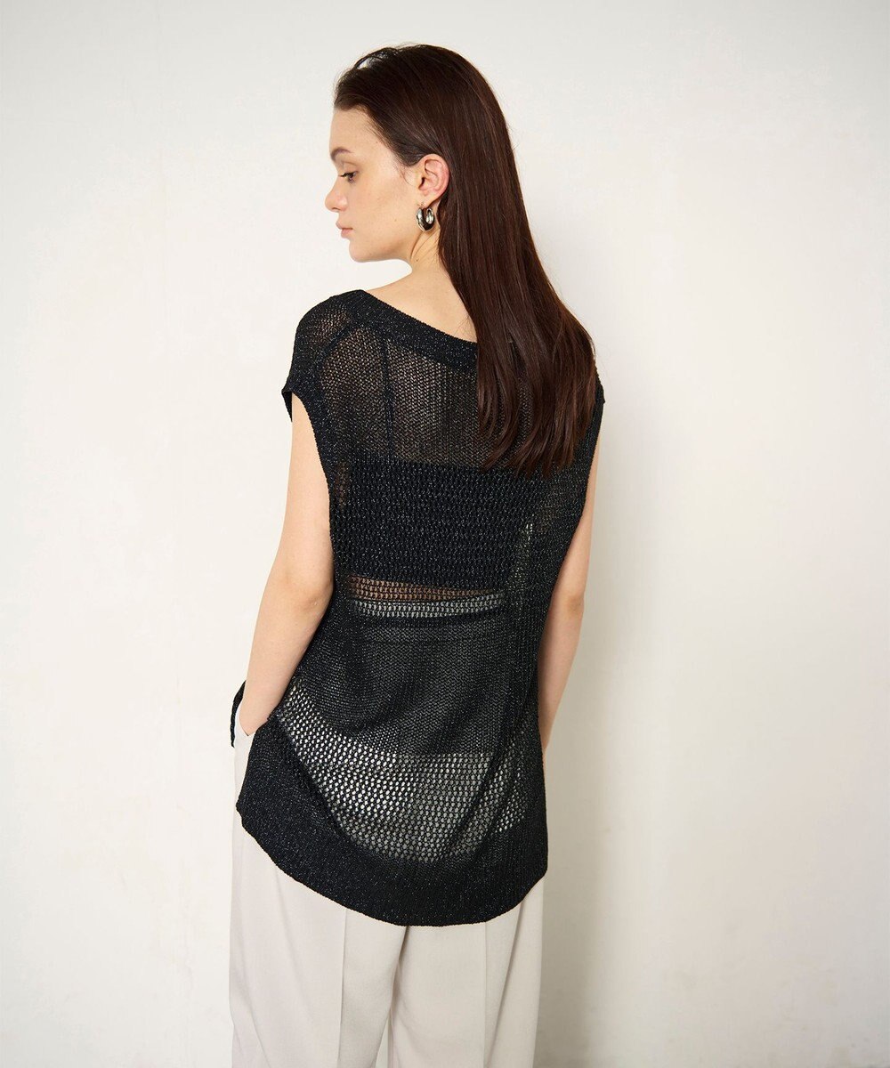 GRACE CONTINENTAL ラメメッシュニットトップ 