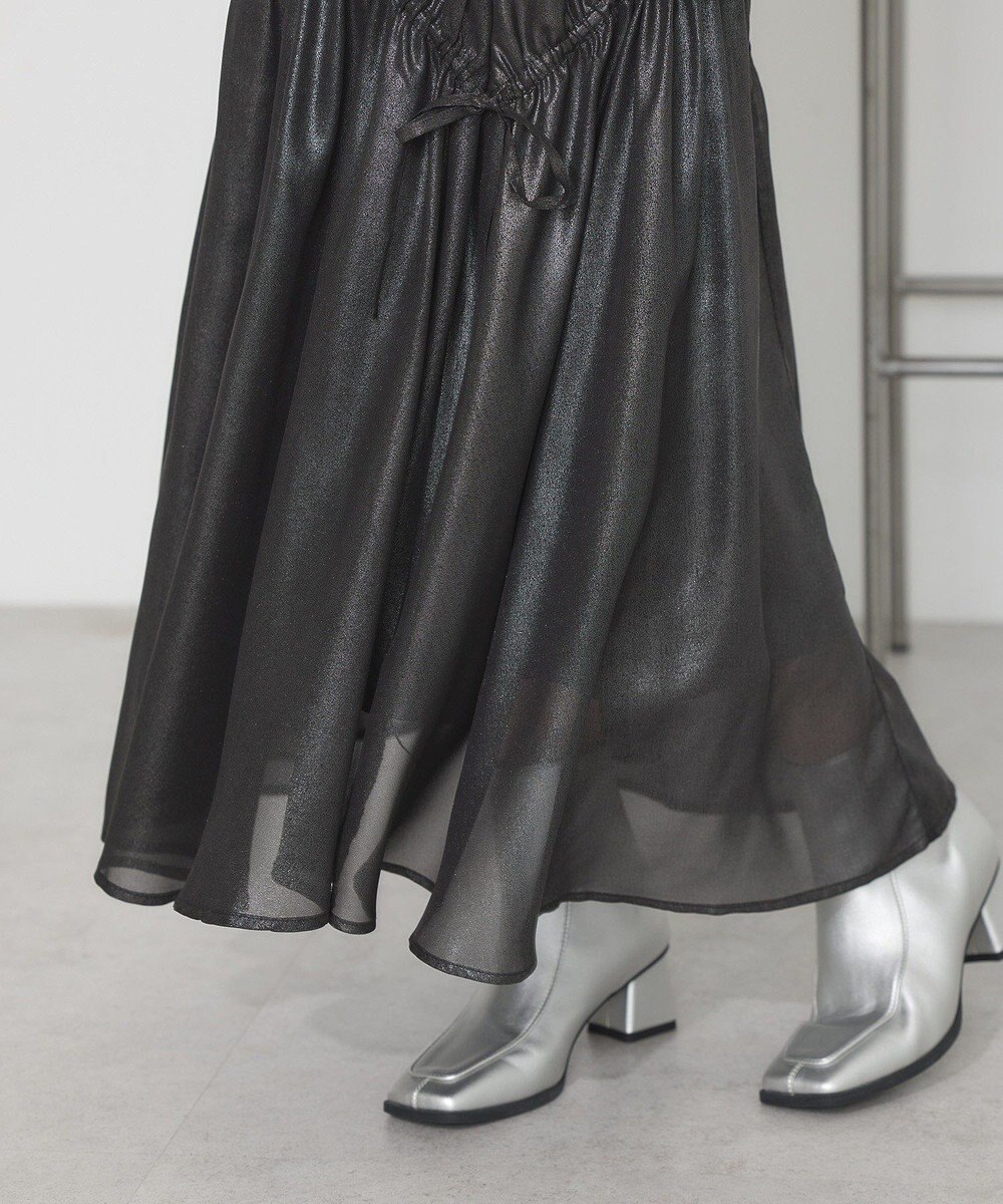 earth music&ecology シャイニーアシンメトリーギャザースカート 