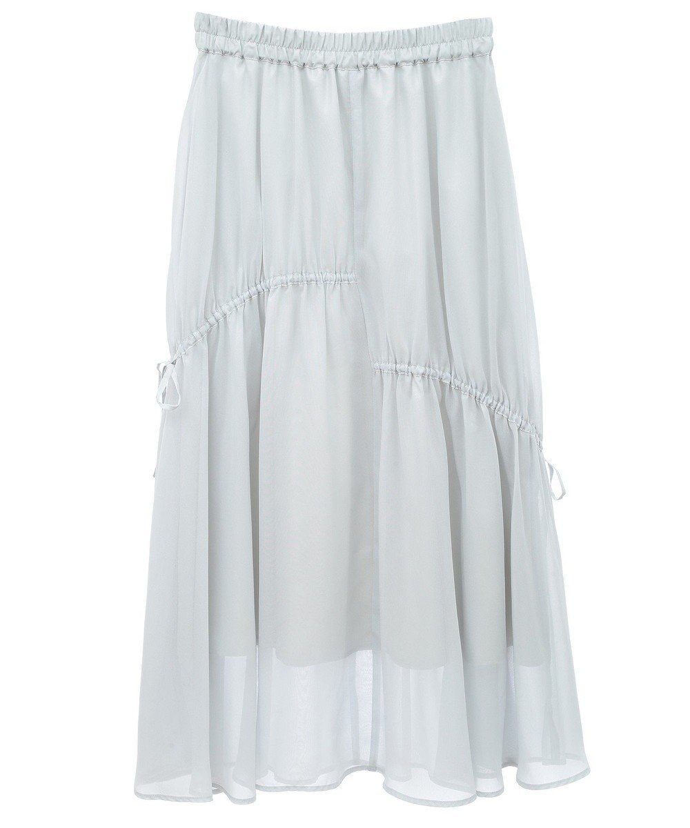 earth music&ecology シャイニーアシンメトリーギャザースカート 