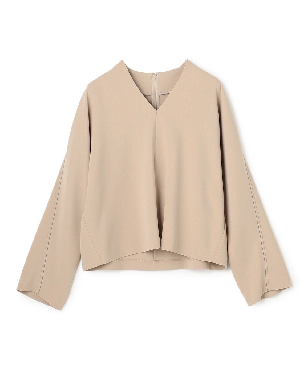 BEIGE， RUE / ドライタッチVネック配色ステッチブラウス 