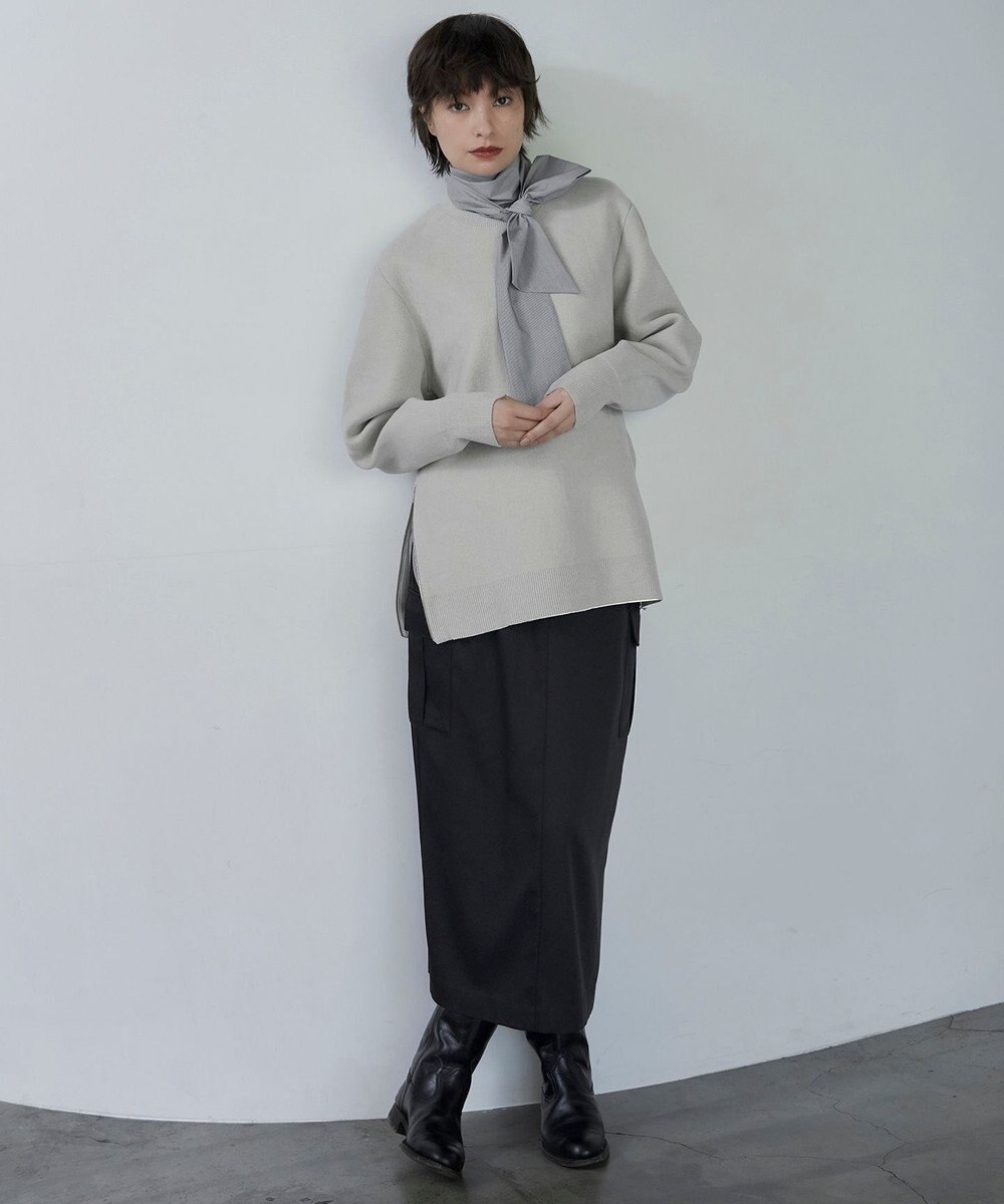 ICB L 【洗える】コットンシェニール コクーンスリーブニット 