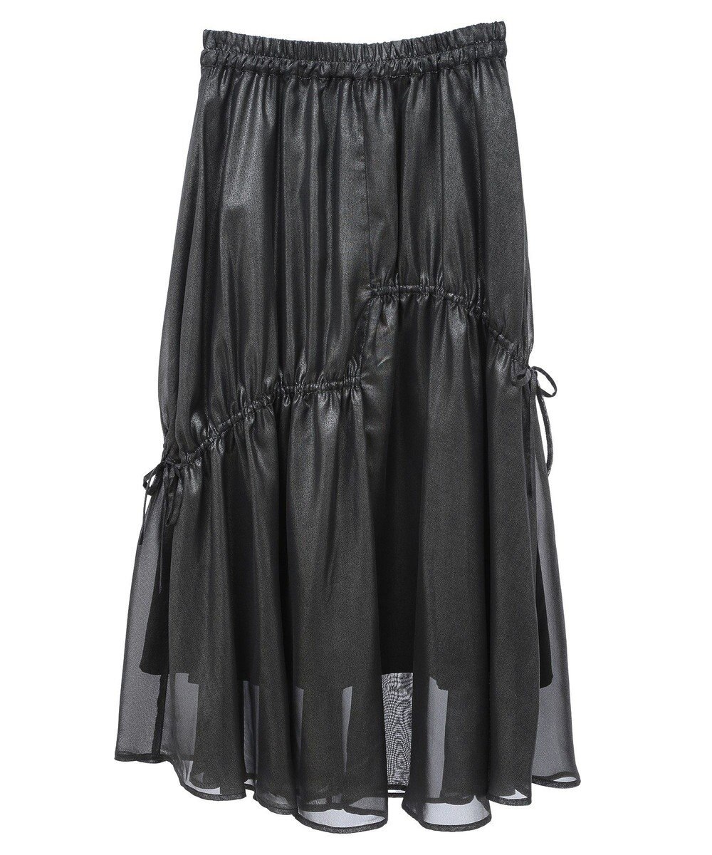 earth music&ecology シャイニーアシンメトリーギャザースカート 