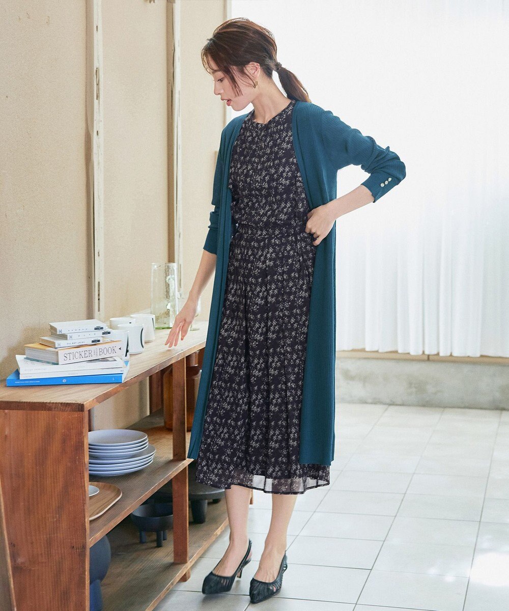 Tiaclasse 【小倉優子さん着用・洗える】フレアスリーブ柄ワンピース 