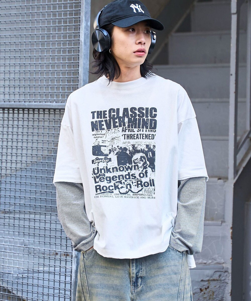 WEGO フェイクレイヤードグラフィックT（LS） 