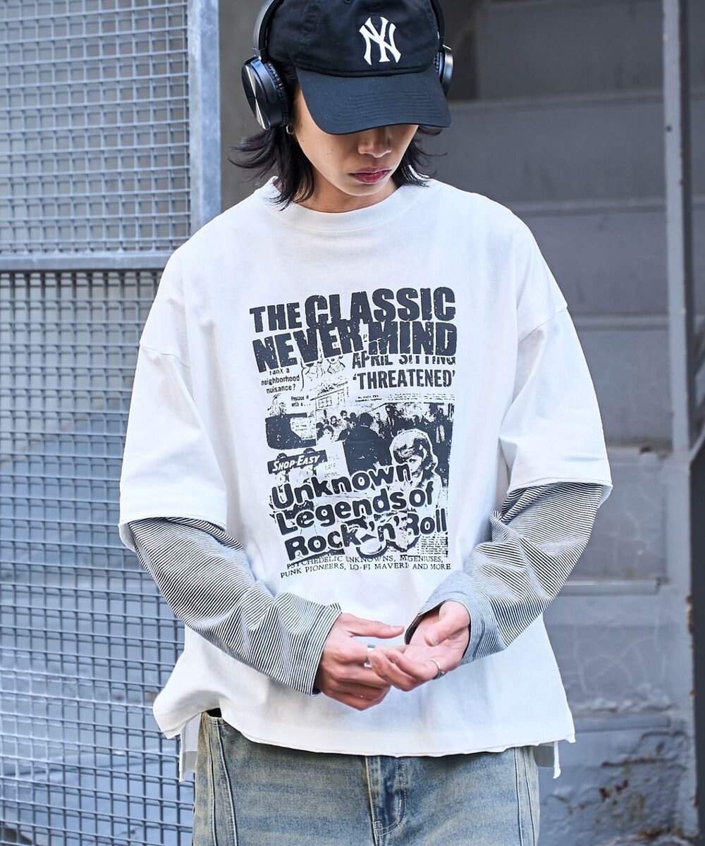 WEGO フェイクレイヤードグラフィックT（LS） 