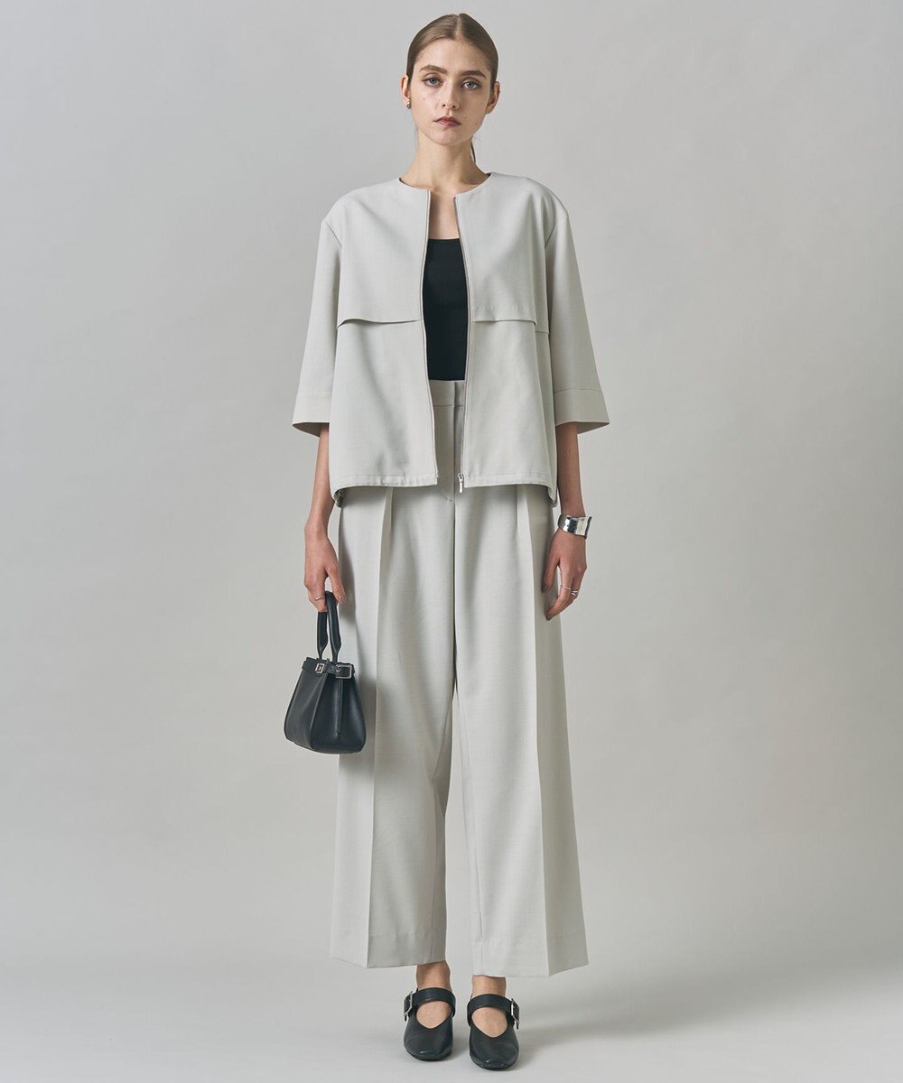 ICB 【UVカット・洗える】ウール2WAYストレッチ ワイドパンツ 